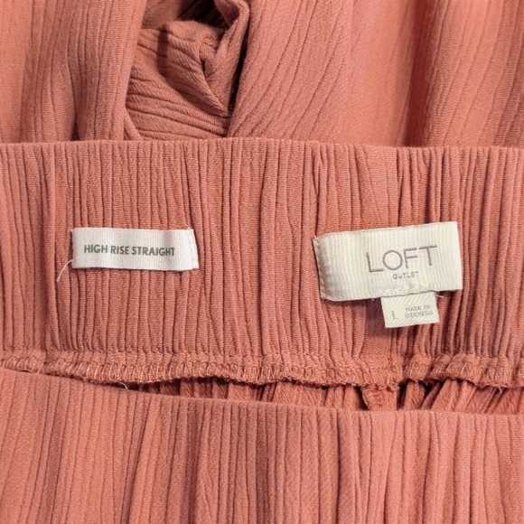 LOFT Outlet Dusty Rose High Rise Straight Textured Pants Size Large - Picture 6 of 6